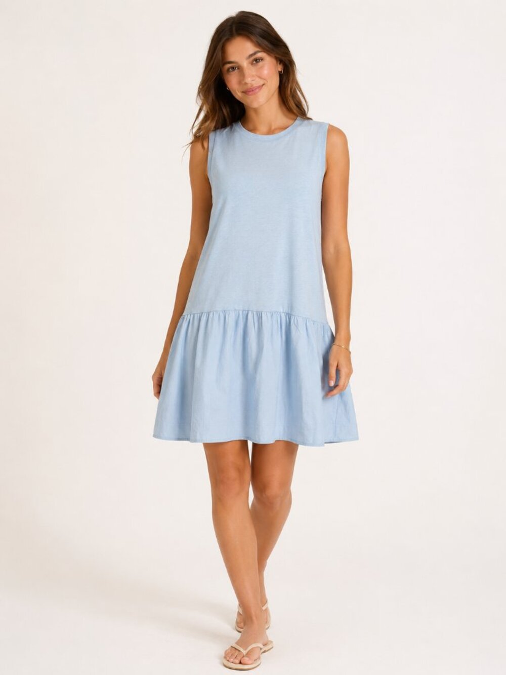 Universal Thread Light Blue Sleeveless Drop Waist Mini Dress Size L